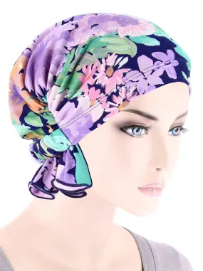 Abbey Cap Navy Lilac Bold Floral