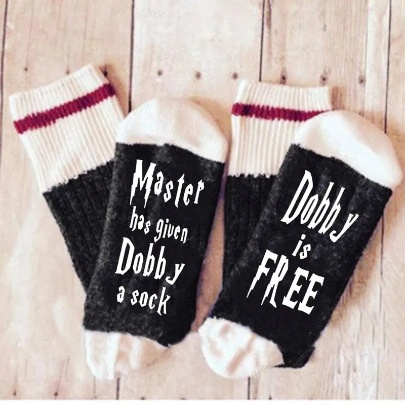 Autumn Spring Women Wine Socks Knitted Letter Cute Meia Funny Sokken Chaussette Novelty Winter Warm Home Sport Hipster Dropship