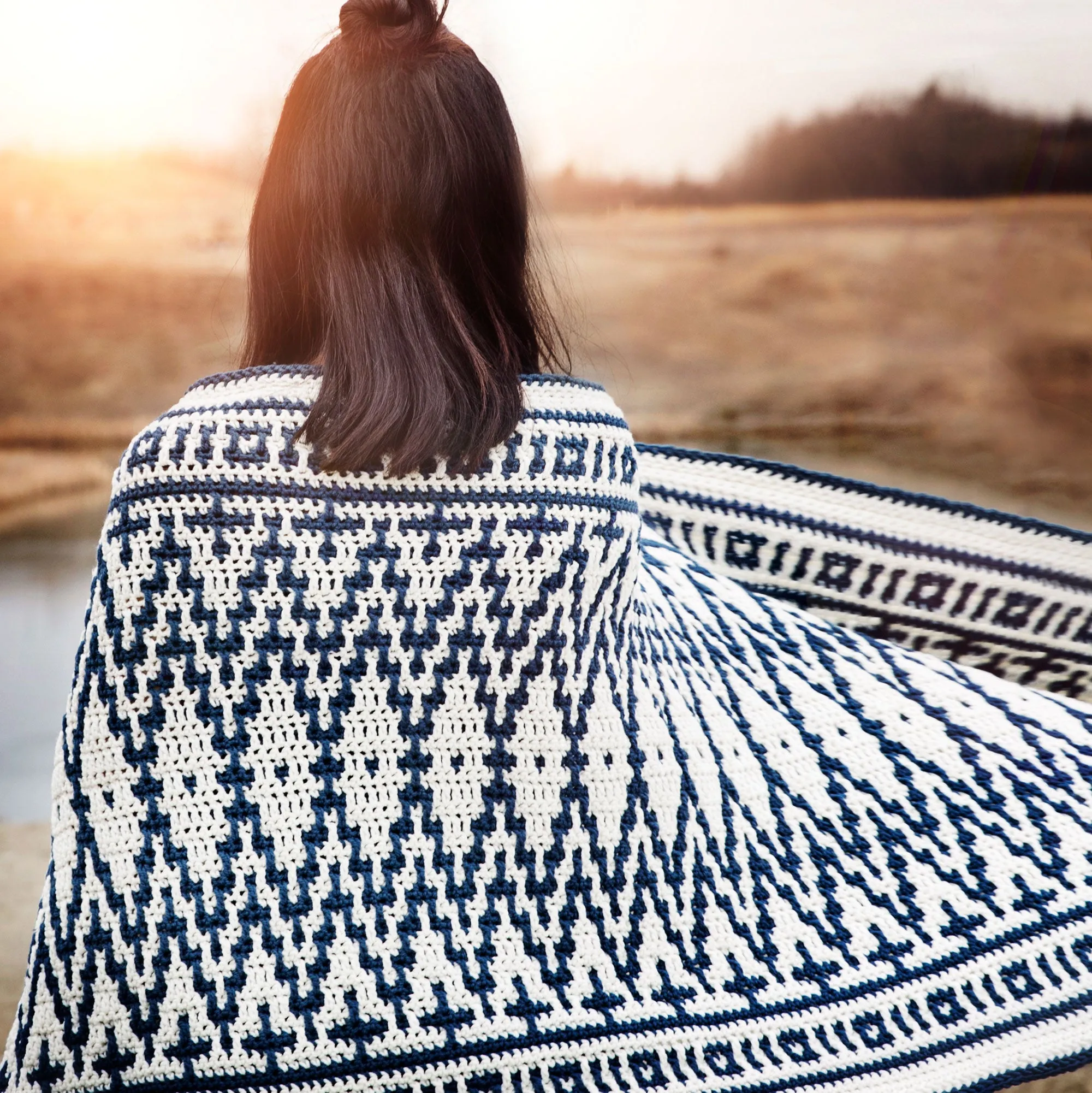 Aztec Mosaic Crochet Blanket Wrap Pattern