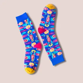 Bright Idea! Lightbulb Colorful Cotton Socks | Blue Women‘s Crew Socks