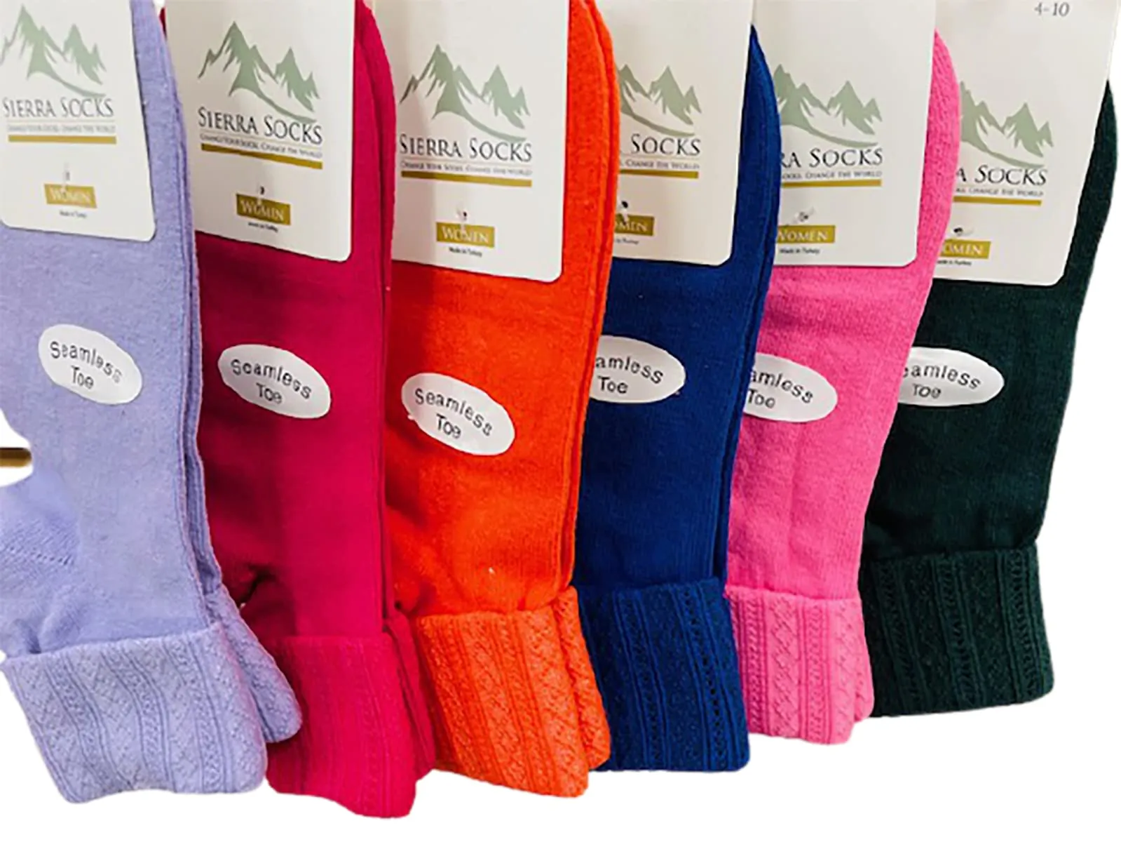 Colorful Socks - Sierra Socks Women Triple Cuff Crew Cotton Colorful Socks 6 Pair Pack