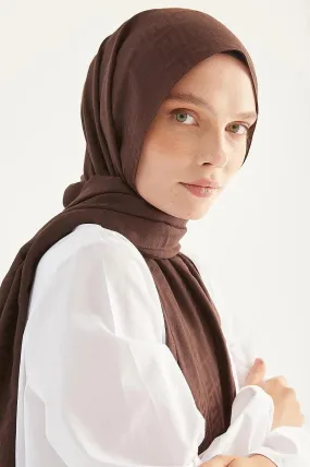 Cotton Hijab Scarf Shawl for Muslims -  Dark Brown