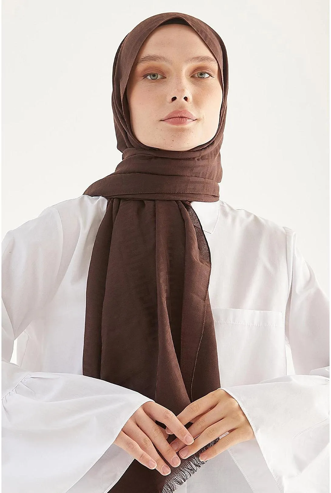 Cotton Hijab Scarf Shawl for Muslims -  Dark Brown