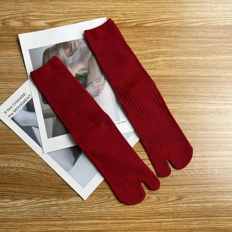 Cotton Split Toe Ribbed Socks