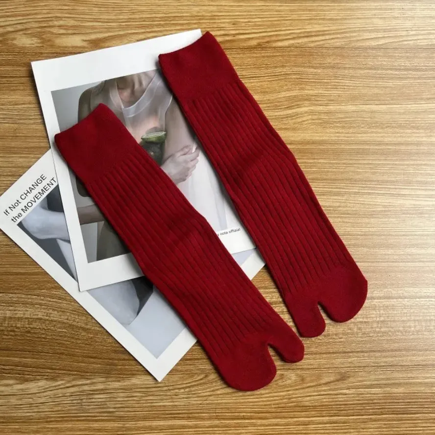 Cotton Split Toe Ribbed Socks