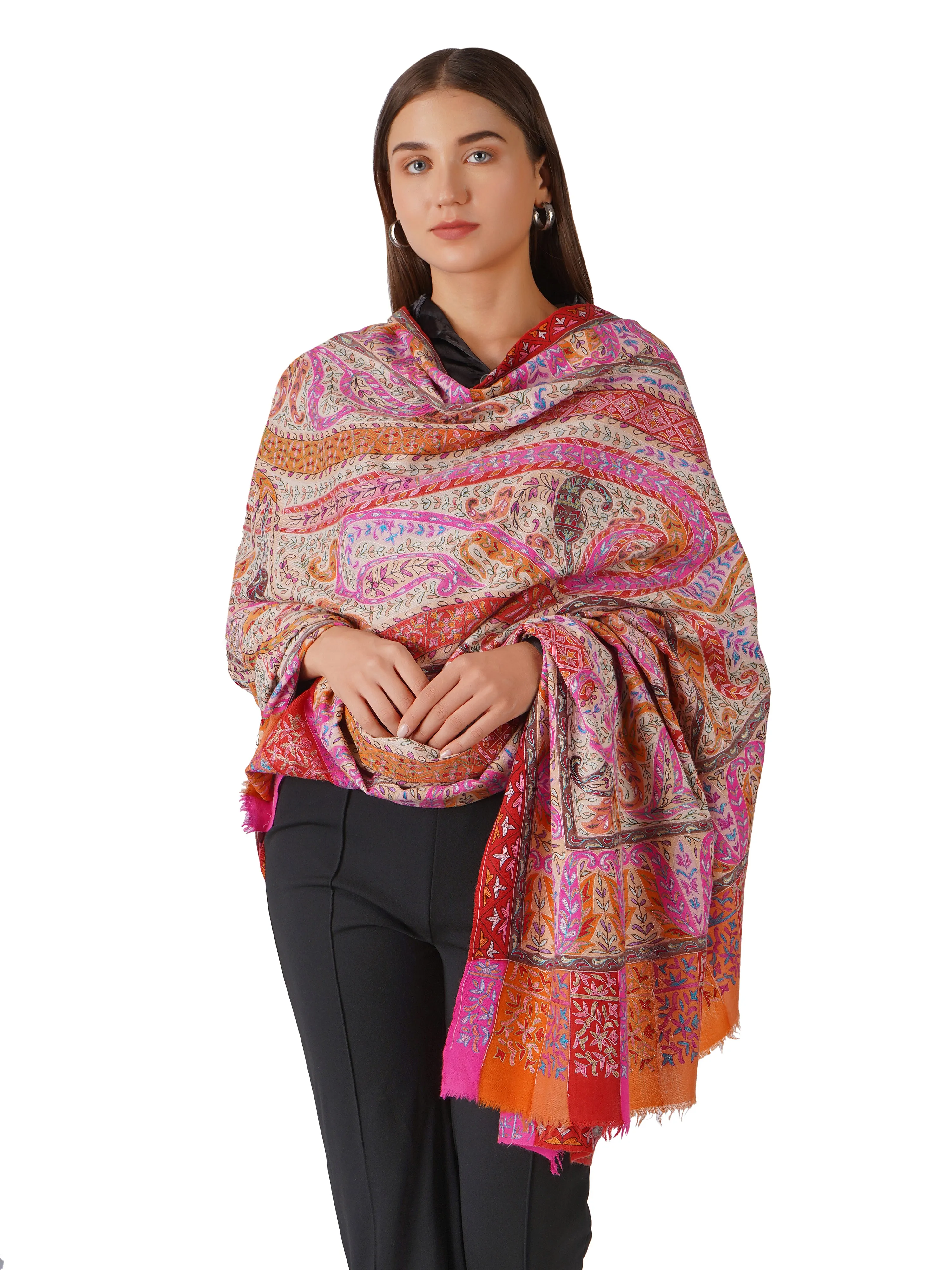 Cozy Pashmina Shawl with Elegant Embroidery