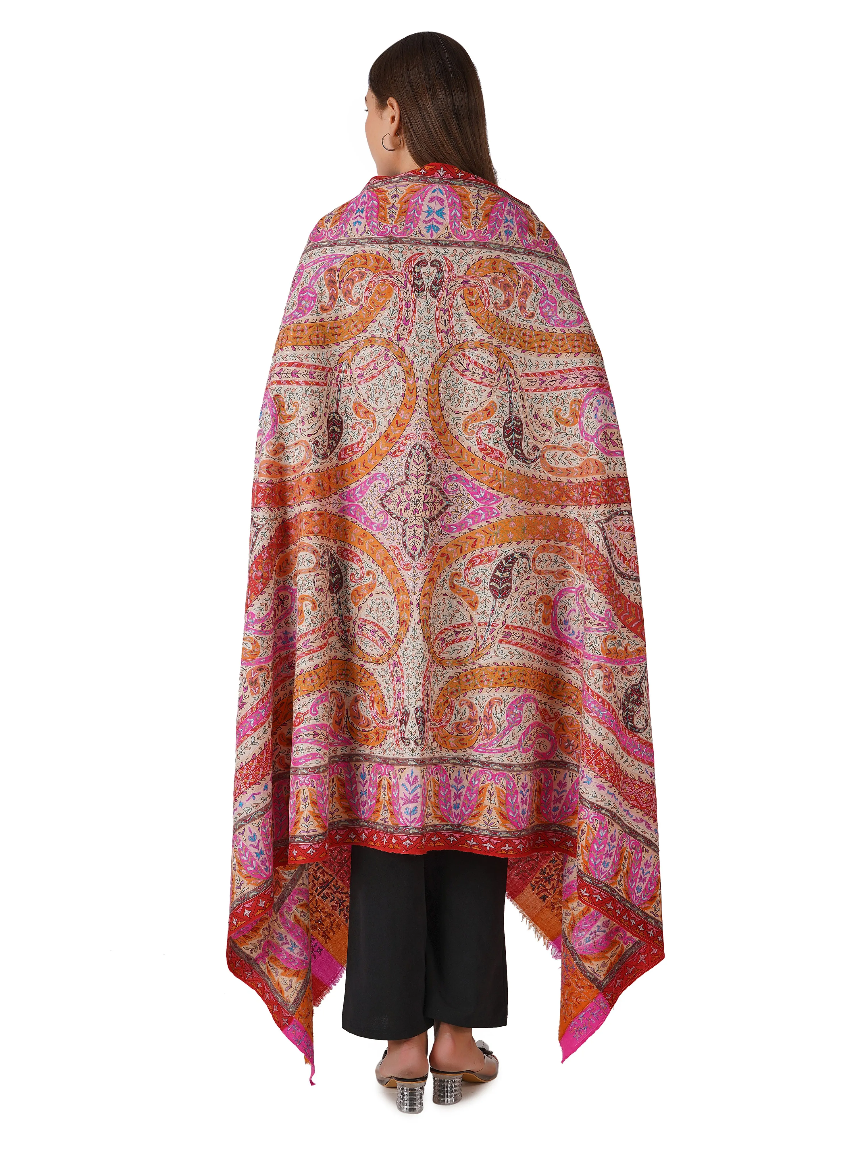 Cozy Pashmina Shawl with Elegant Embroidery