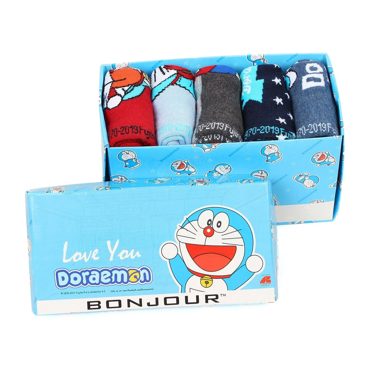 Doraemon Kid's Cotton Socks - Pack Of 5