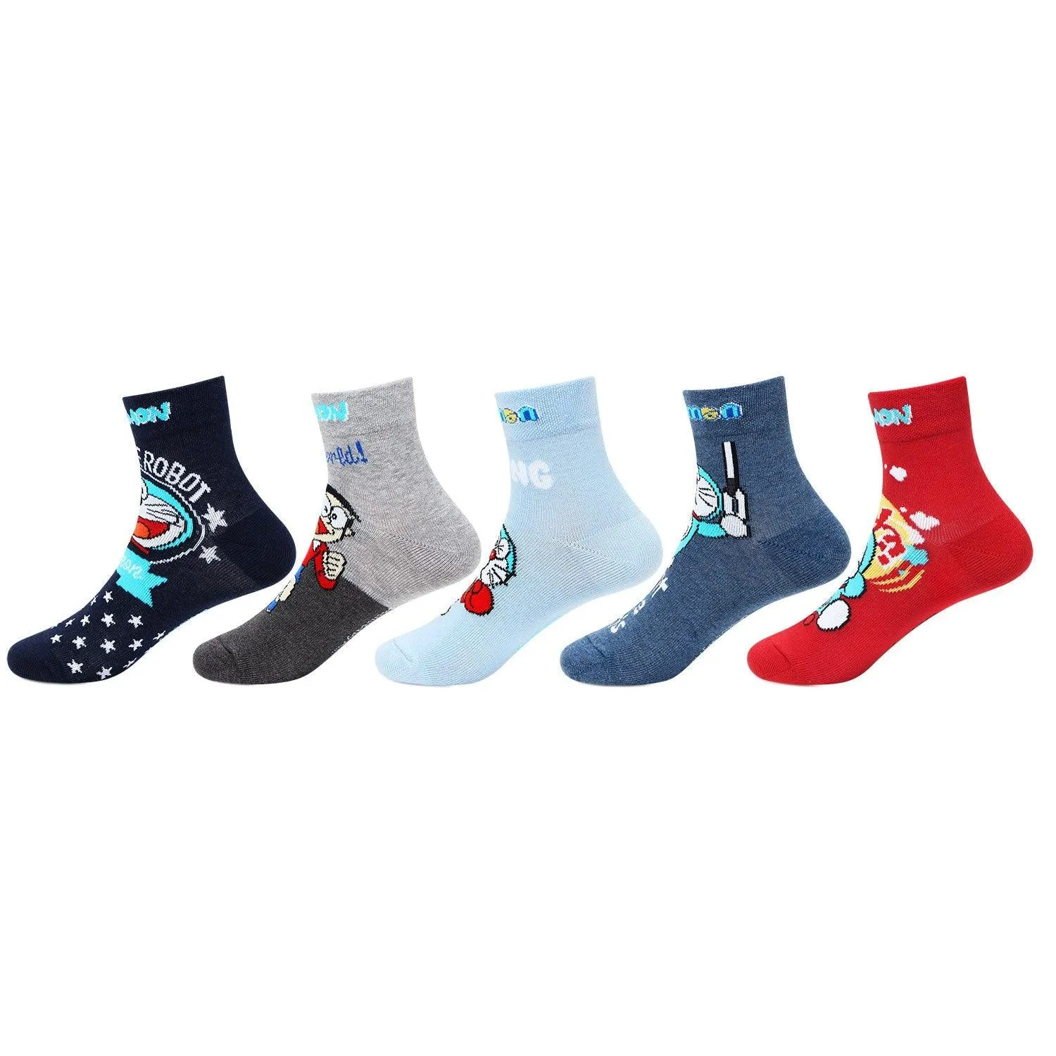 Doraemon Kid's Cotton Socks - Pack Of 5