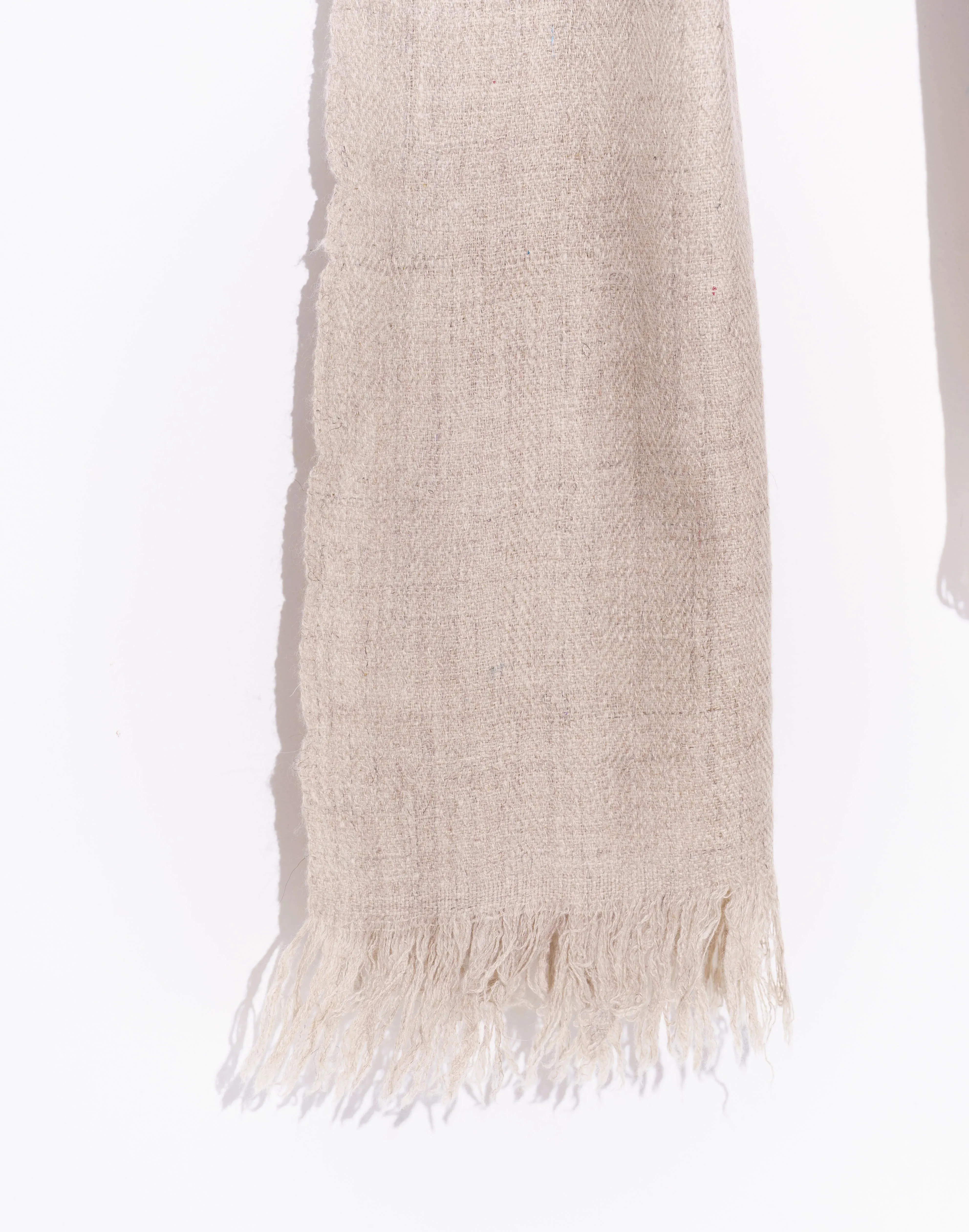 Ecru solid cashmere stole