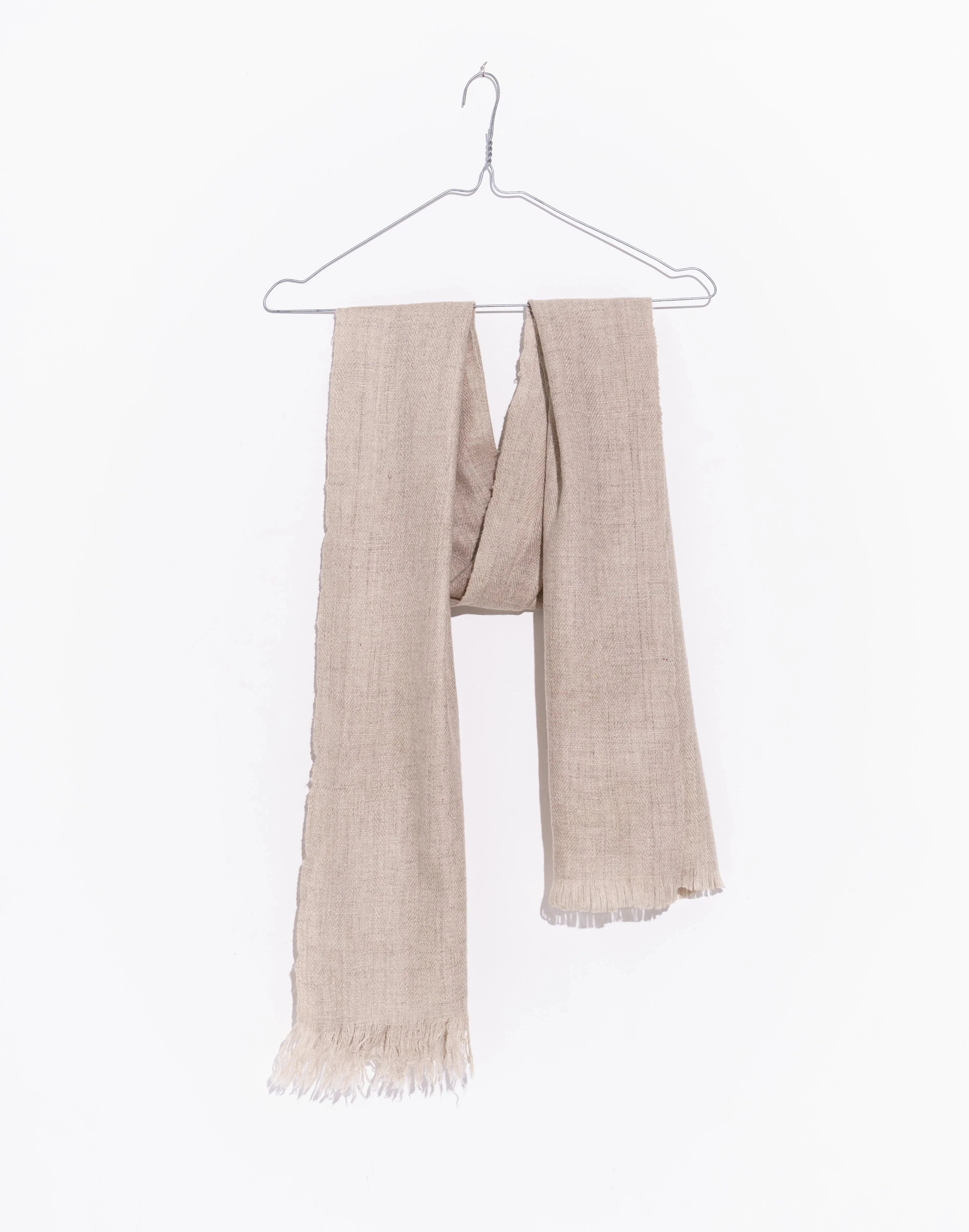 Ecru solid cashmere stole