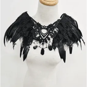 Elegant Black Feather Gothic Shawl