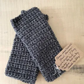 Extra Soft Dark Gray Marble Gaming Texting Writing Tech Fingerless Gloves Wrist Warmers Bohemian Boho Minimalist Outlander Fall Winter Grey