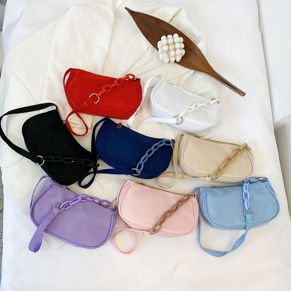 Fashion Women Nylon Shoulder Bag Classic Texture Creative Design Chic Leisure Underarm Bags Simple Female Street Handbags Totes