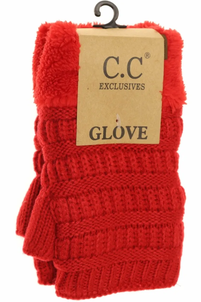 Fingerless Sherpa Lined Gloves