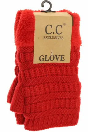 Fingerless Sherpa Lined Gloves