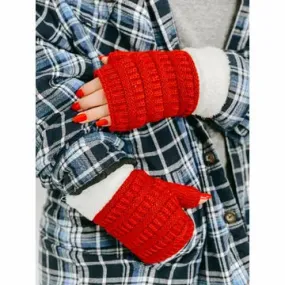 Fingerless Sherpa Lined Women's Gloves