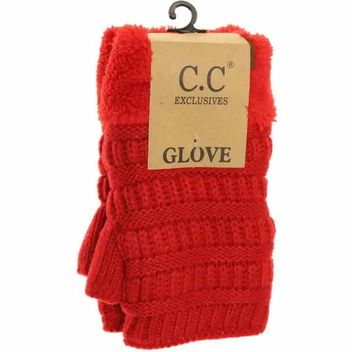 Fingerless Sherpa Lined Women's Gloves