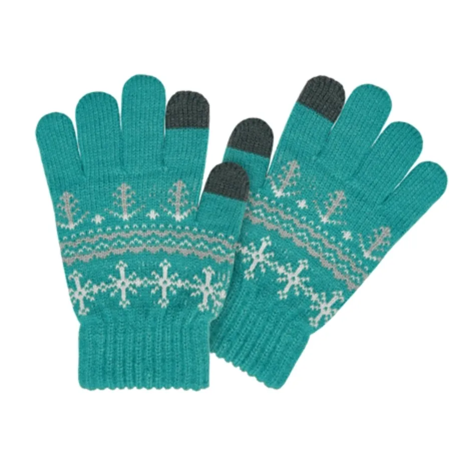 Girls Snowflake Touchscreen Stretch Gloves