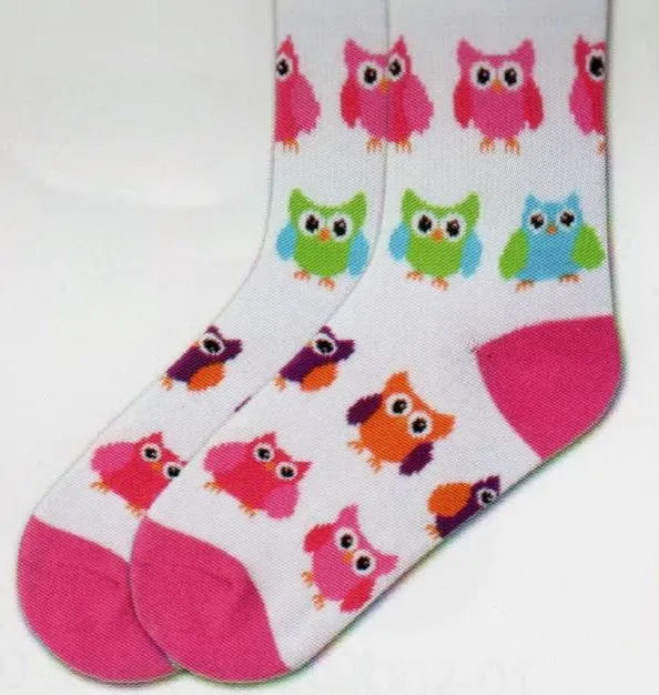 K Bell Girls Colorful Owls Sock