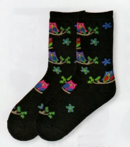 K Bell Girls Colorful Owls Sock