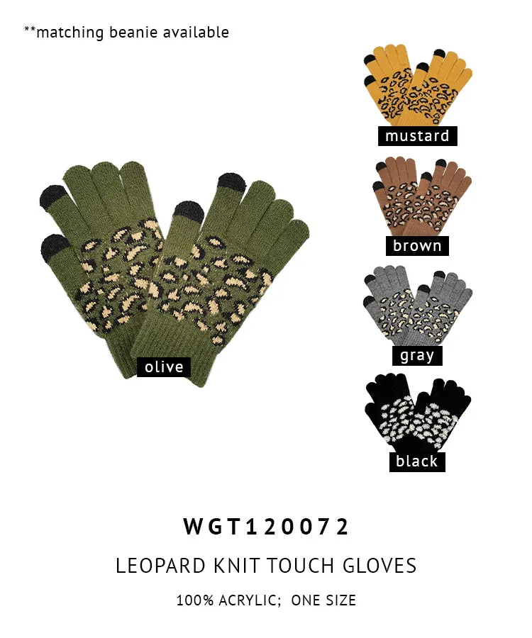 Leopard Knit Touch Gloves