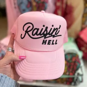 Online Exclusive | Raisin' Hell Foam Trucker Cap in Baby Pink