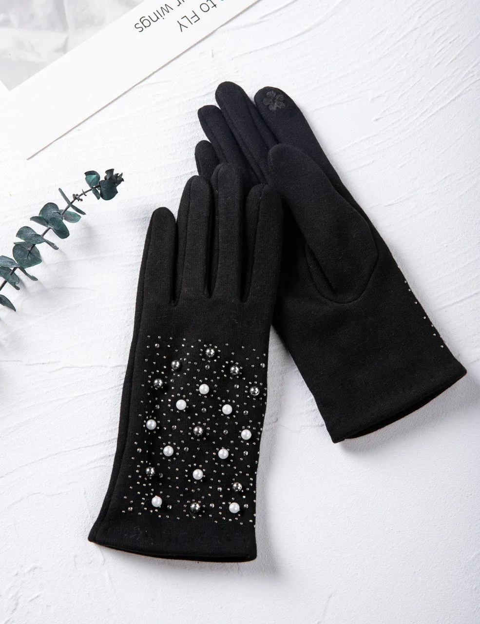 Pearl & Bling Texting Gloves (Only 1 Black Left!)