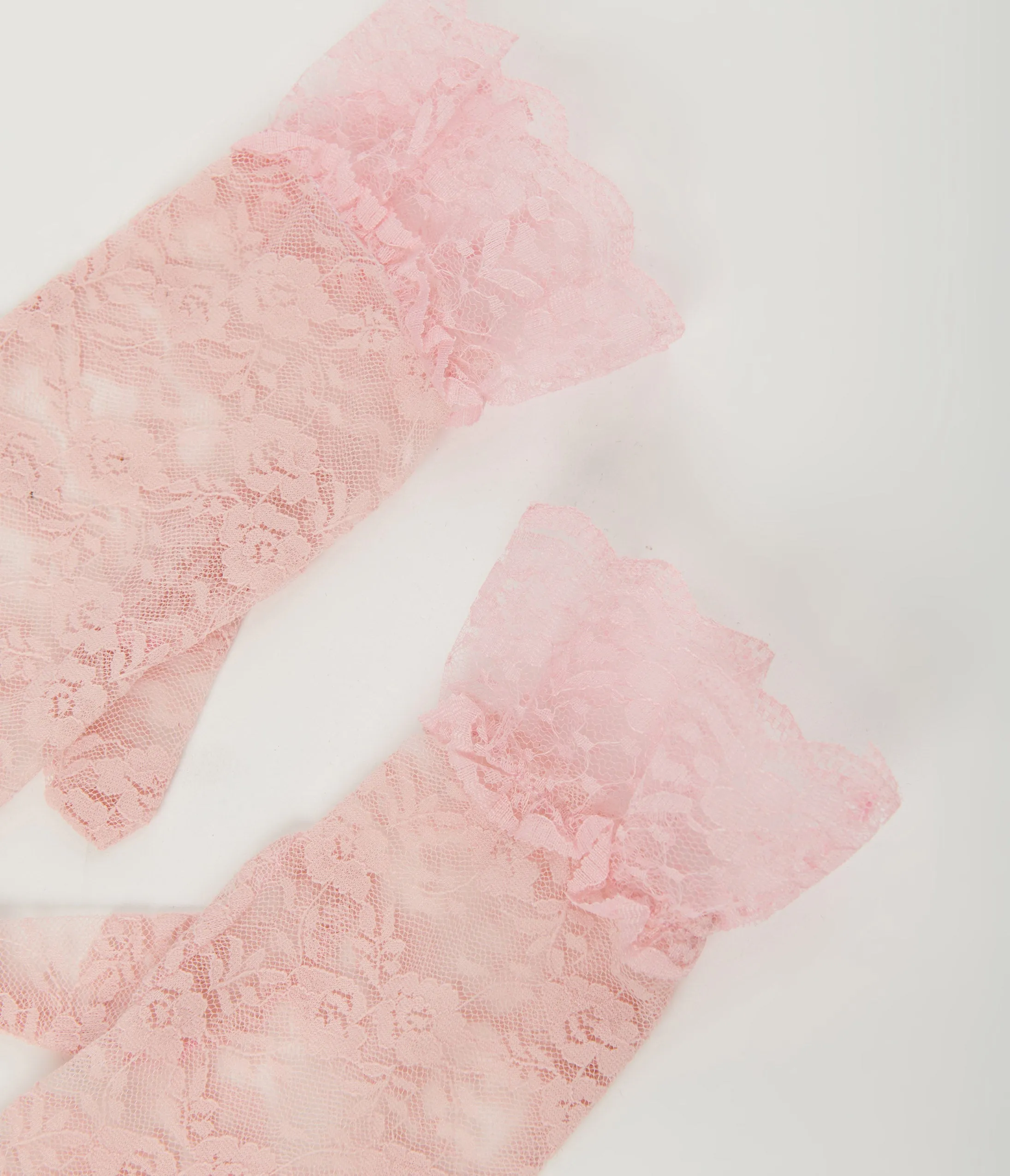 Pink Lace Ruffle Gloves