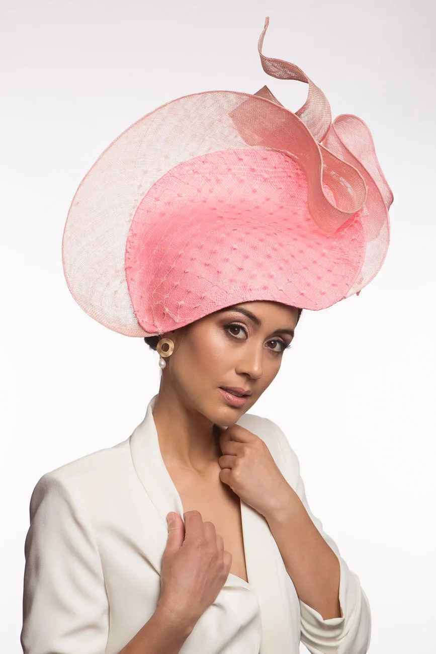 Platter Hat in Soft Pinks with Waves