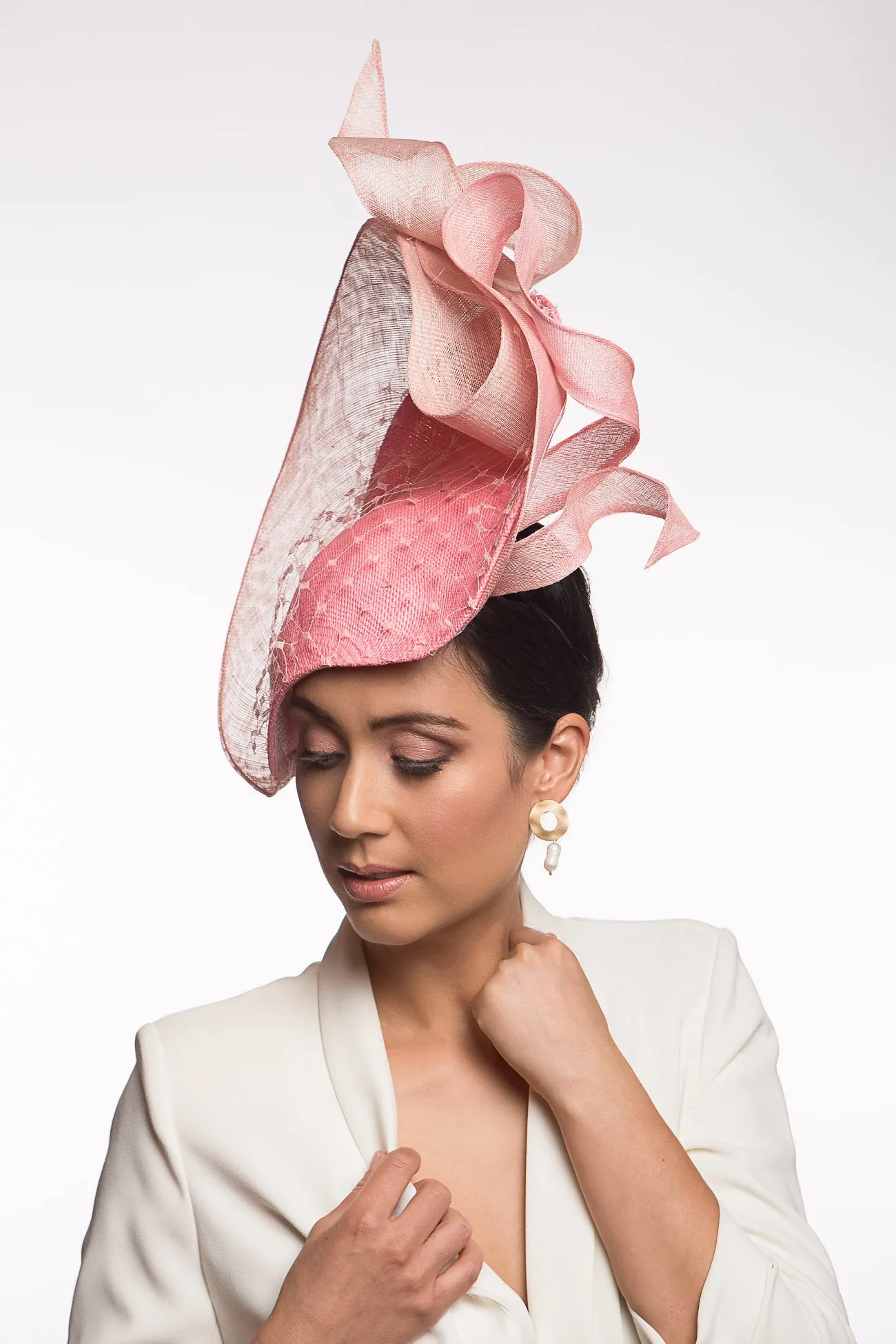 Platter Hat in Soft Pinks with Waves