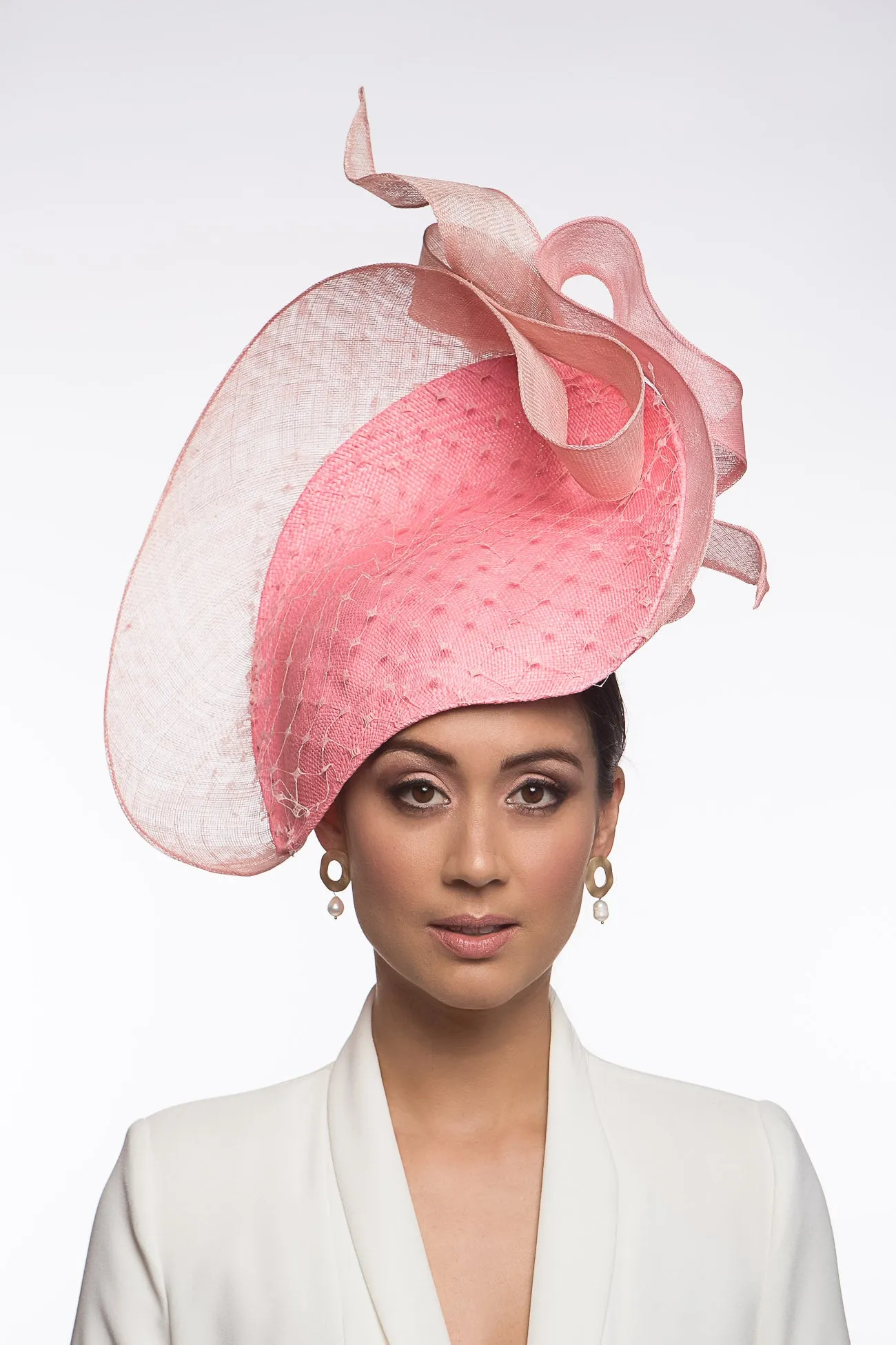 Platter Hat in Soft Pinks with Waves