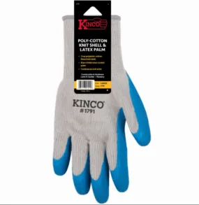 Polyester Gray Gloves Latex Palm – M