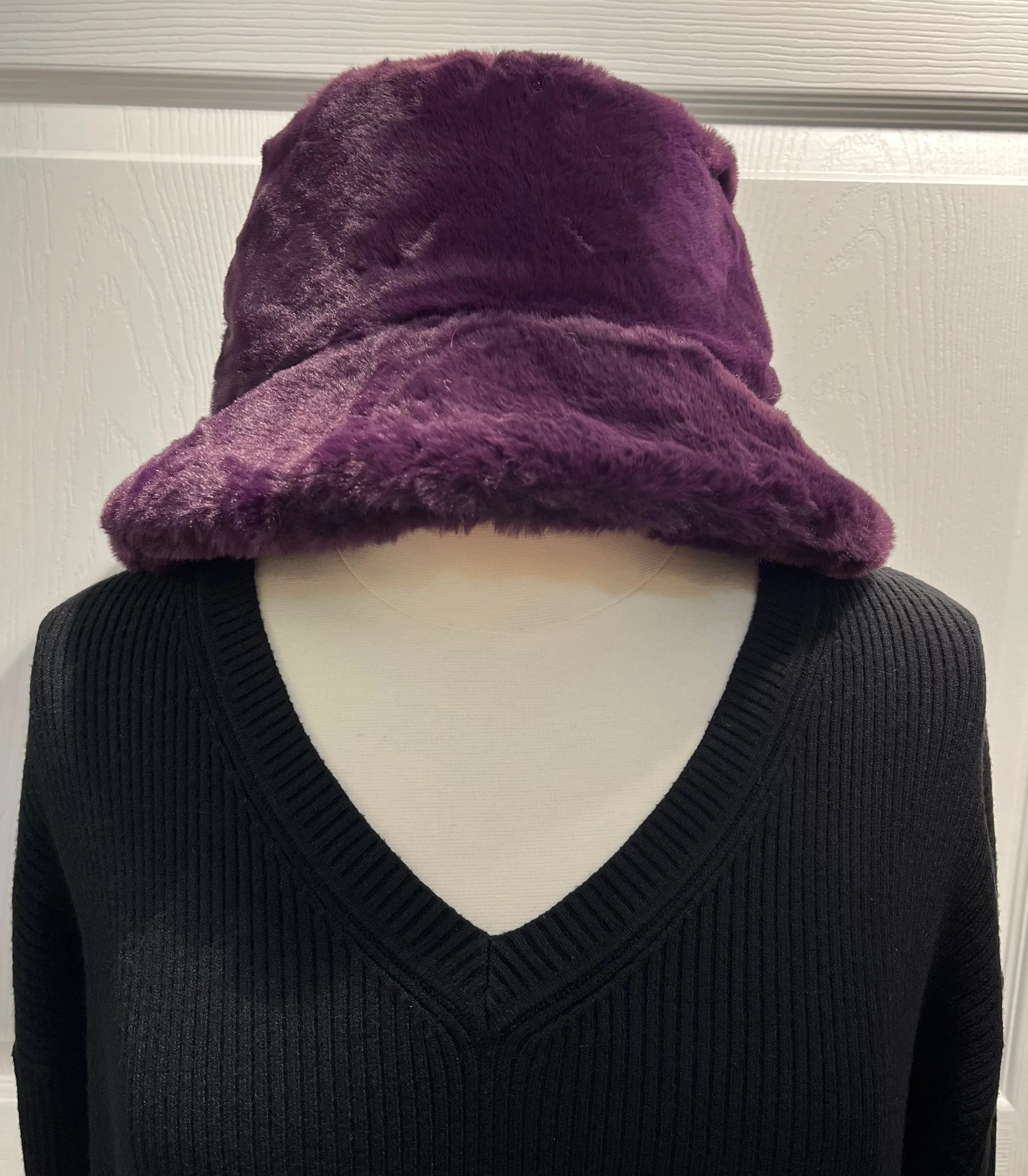 Purple Soft Faux Fur Bucket Hat