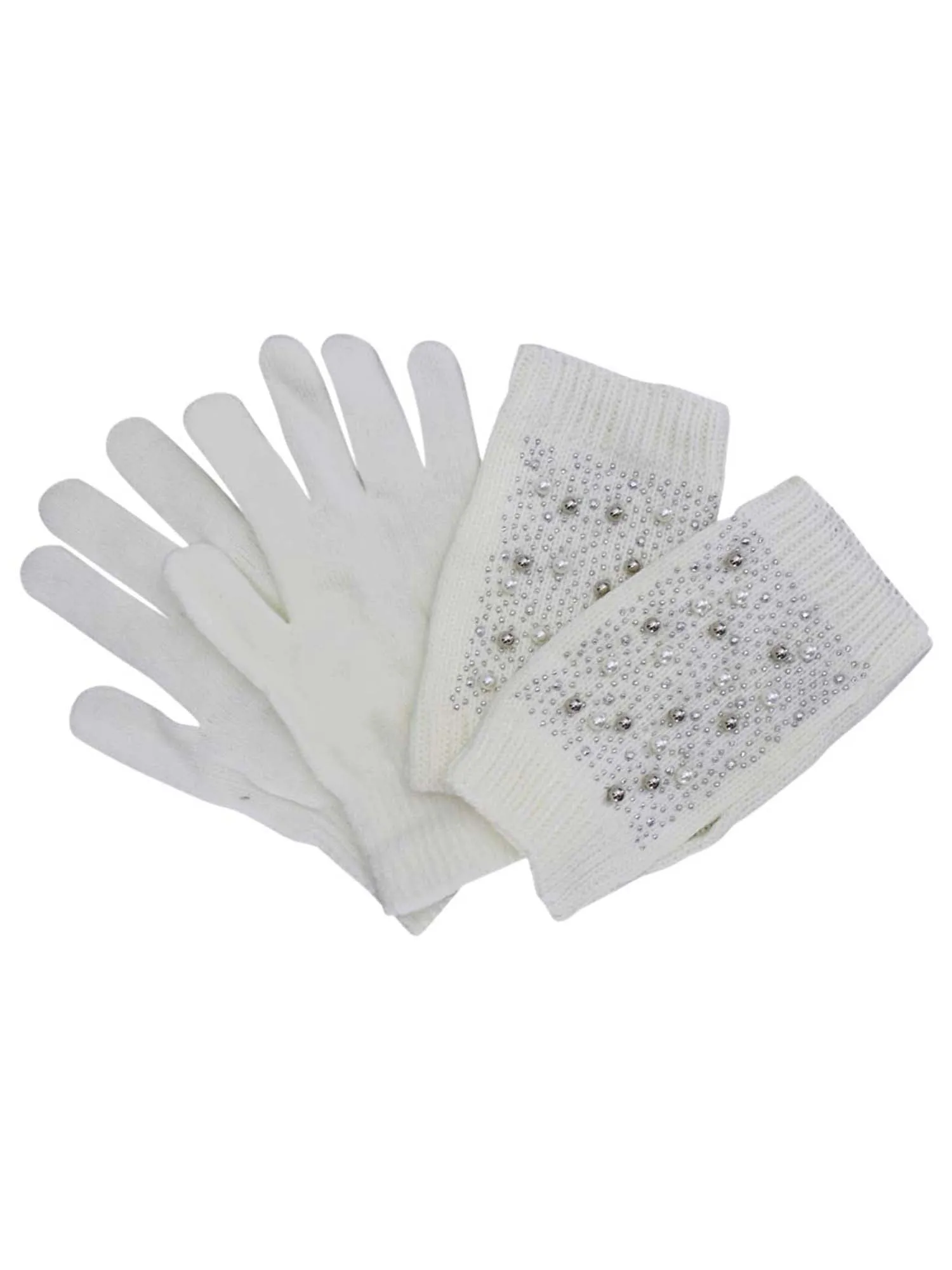 Rhinestone & Pearl Knit Arm Warmers & Gloves