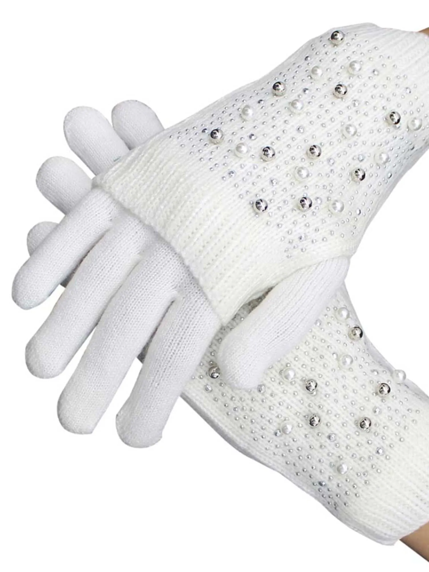 Rhinestone & Pearl Knit Arm Warmers & Gloves