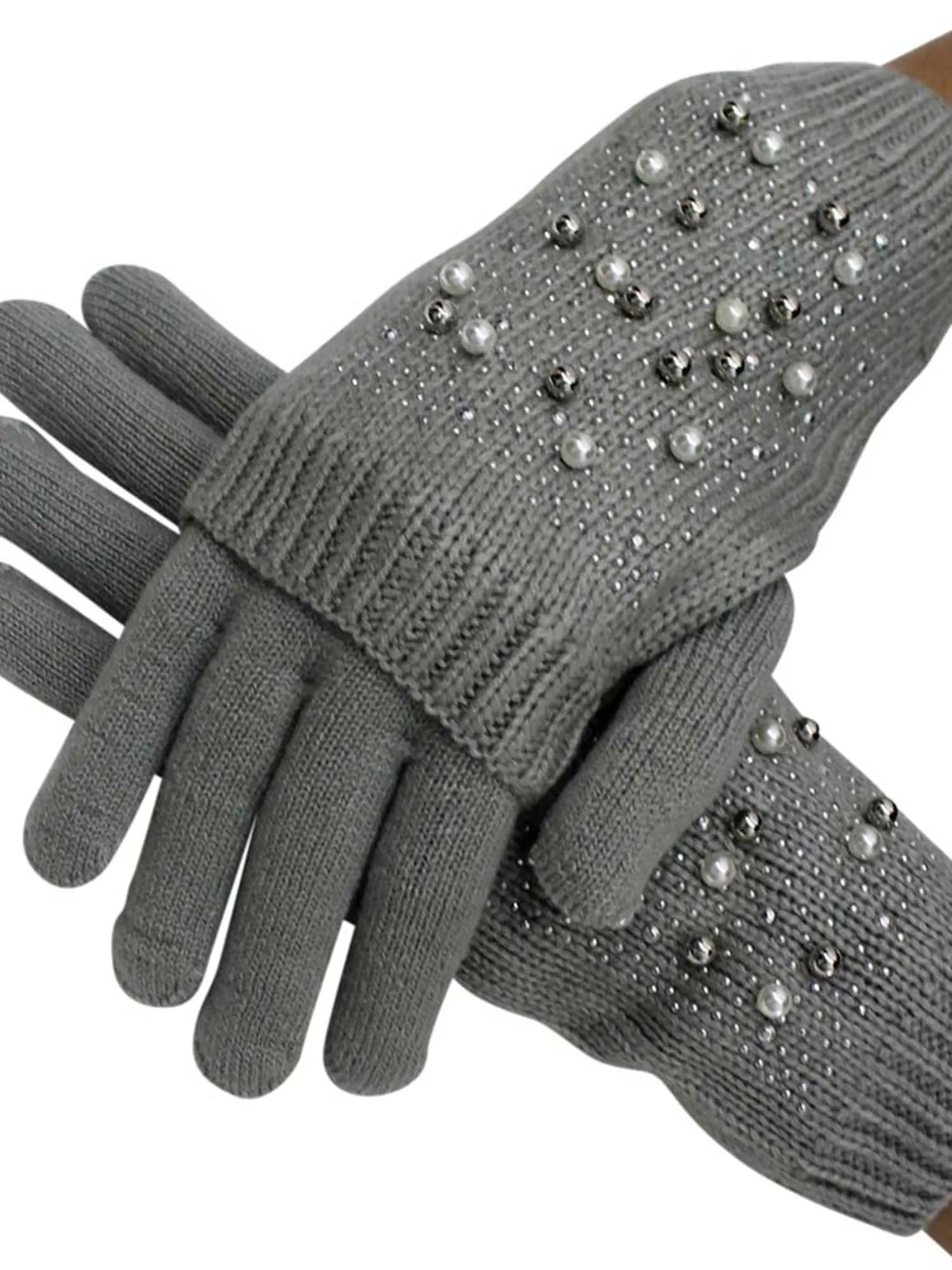 Rhinestone & Pearl Knit Arm Warmers & Gloves