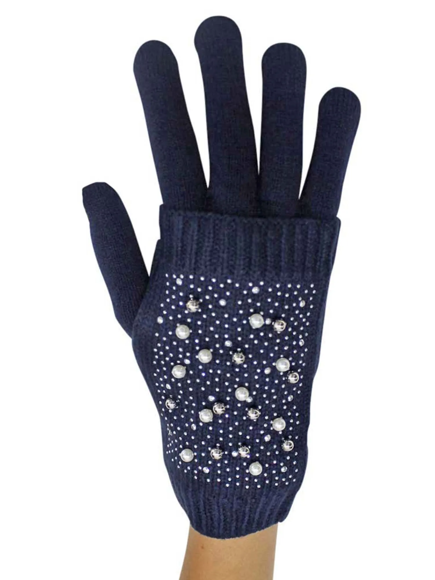 Rhinestone & Pearl Knit Arm Warmers & Gloves