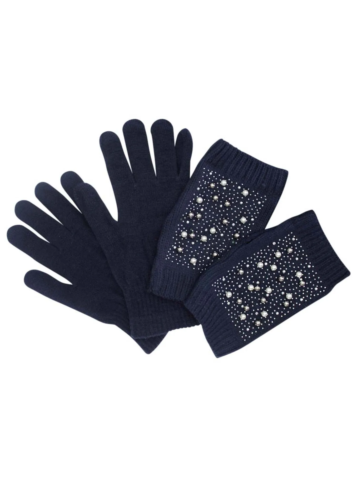 Rhinestone & Pearl Knit Arm Warmers & Gloves