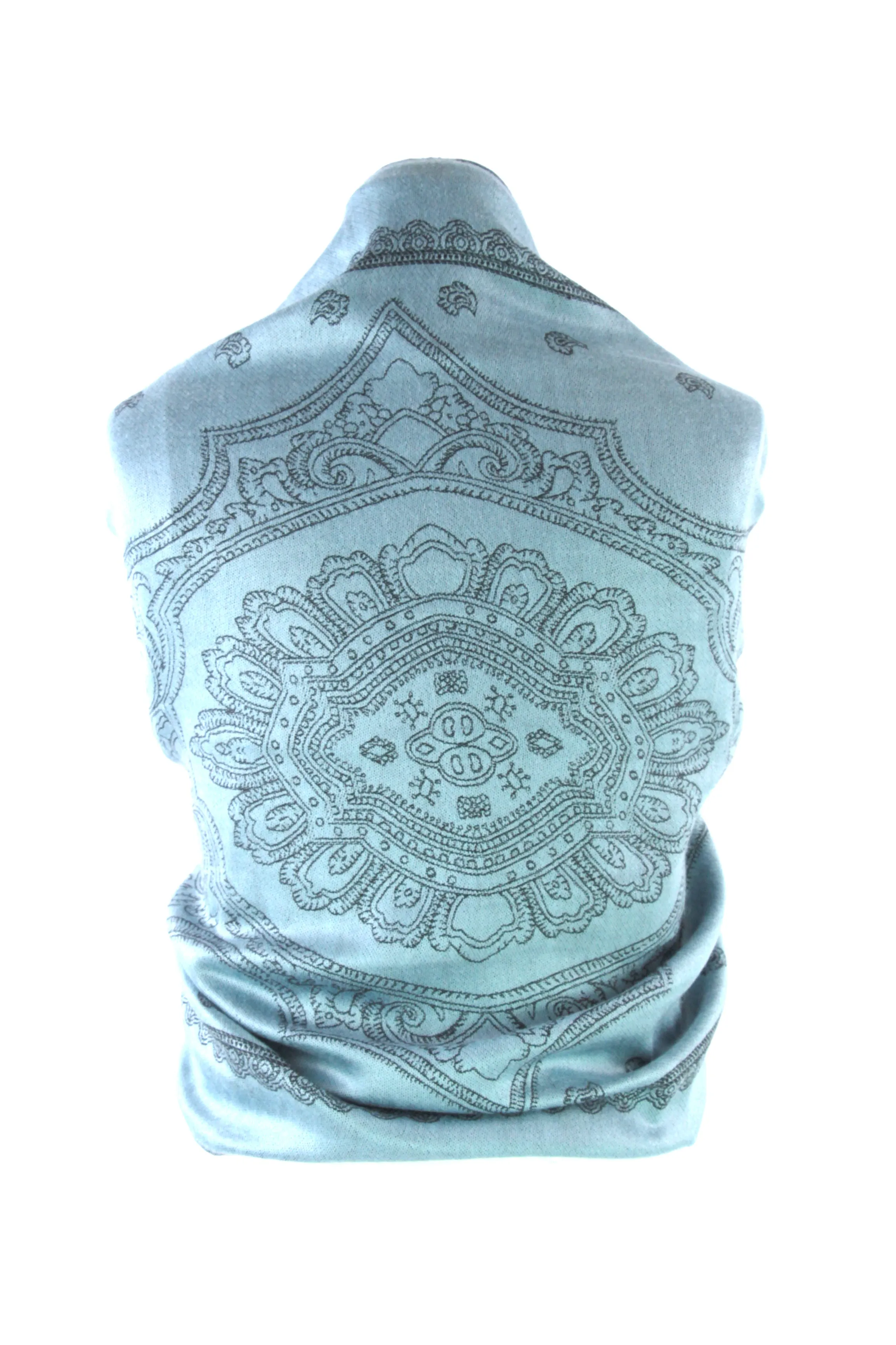 Sakkas Lightweight Two Tone Paisley Design Pashmina Fringe Scarf / Stole / Wrap