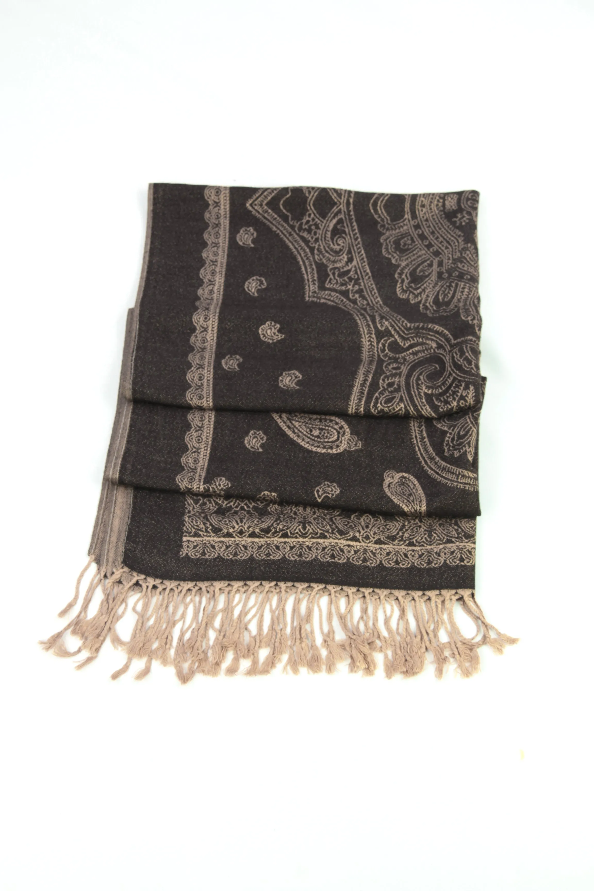 Sakkas Lightweight Two Tone Paisley Design Pashmina Fringe Scarf / Stole / Wrap