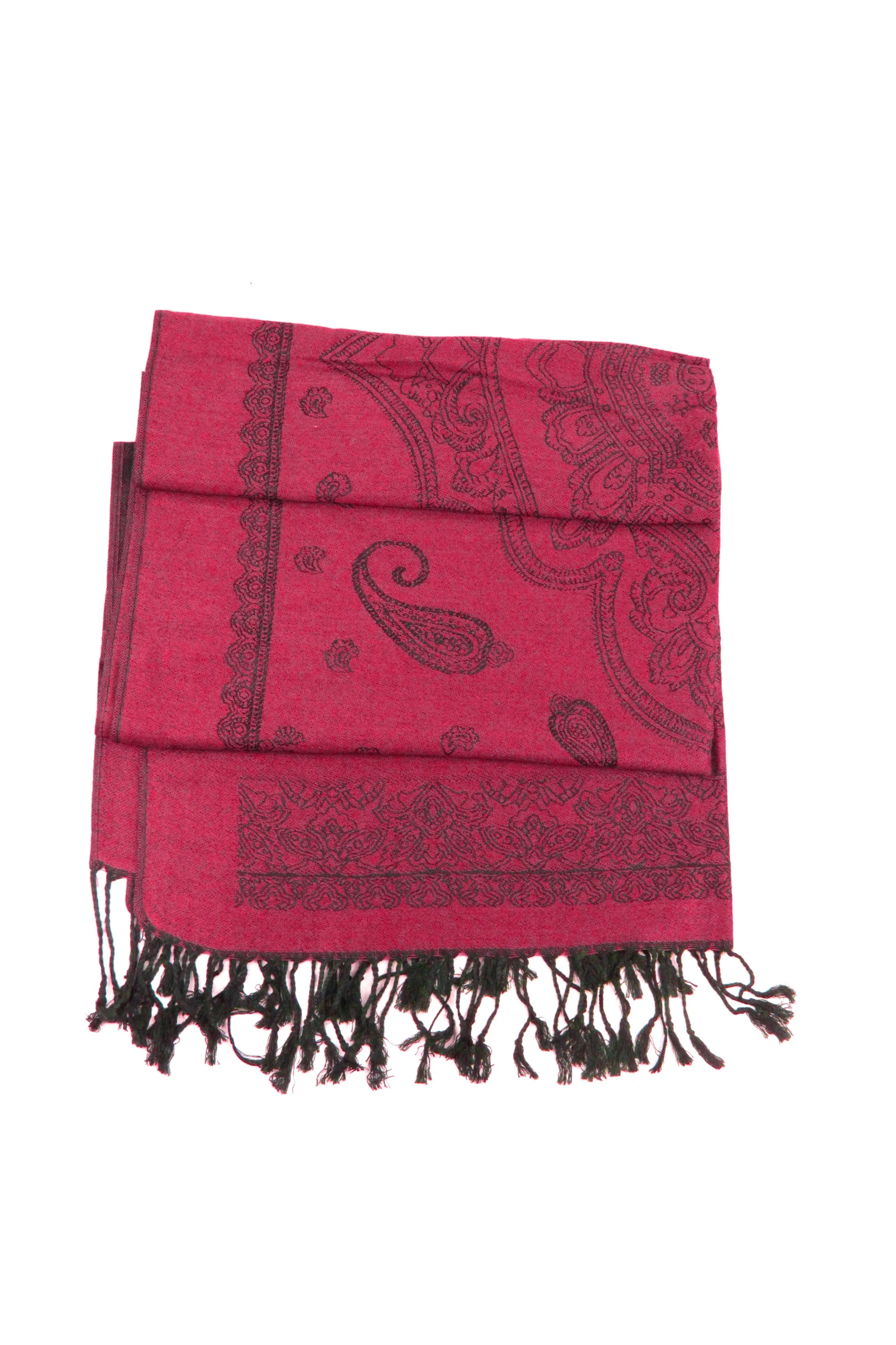 Sakkas Lightweight Two Tone Paisley Design Pashmina Fringe Scarf / Stole / Wrap