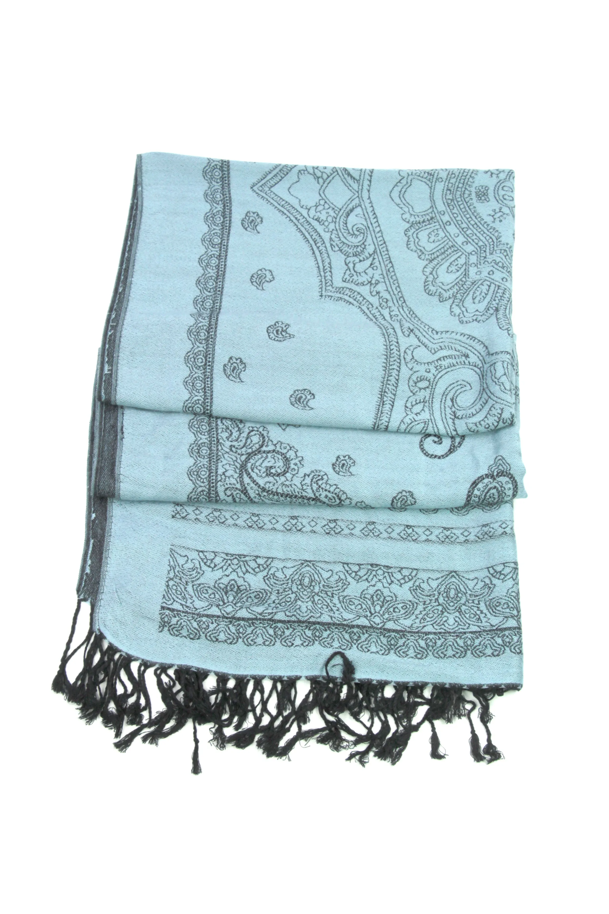 Sakkas Lightweight Two Tone Paisley Design Pashmina Fringe Scarf / Stole / Wrap