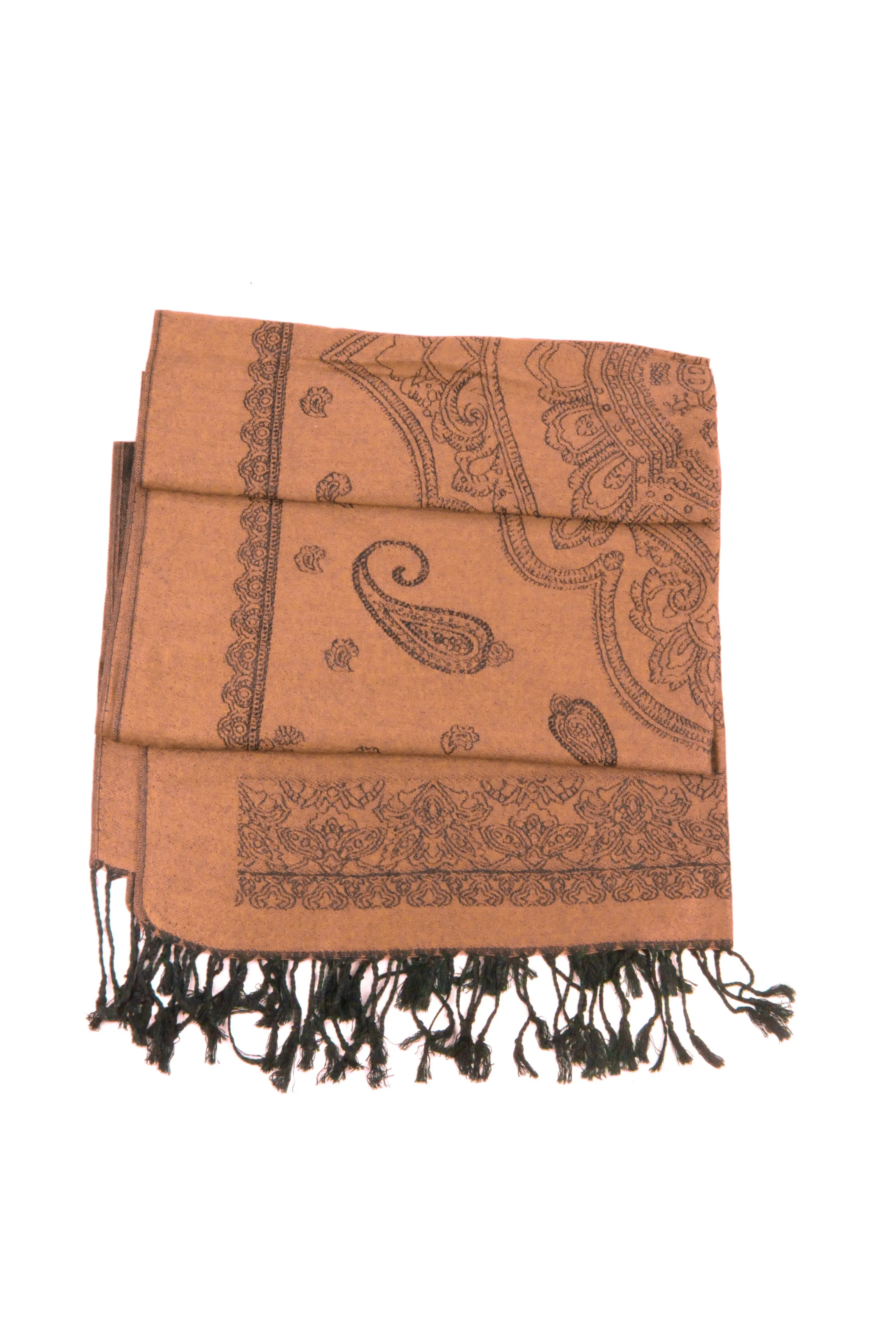 Sakkas Lightweight Two Tone Paisley Design Pashmina Fringe Scarf / Stole / Wrap