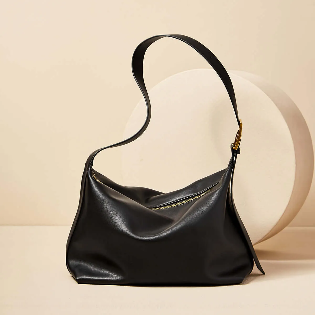 Sleek Retro Leather Tote Bag