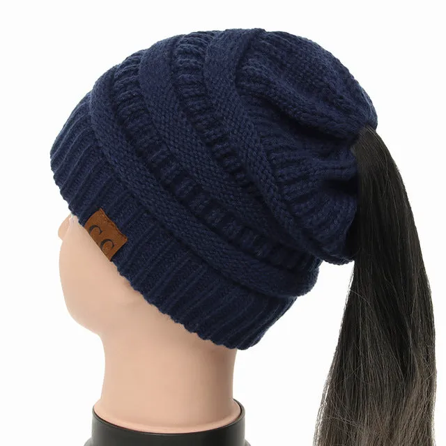 Soft Knit Ponytail Beanie