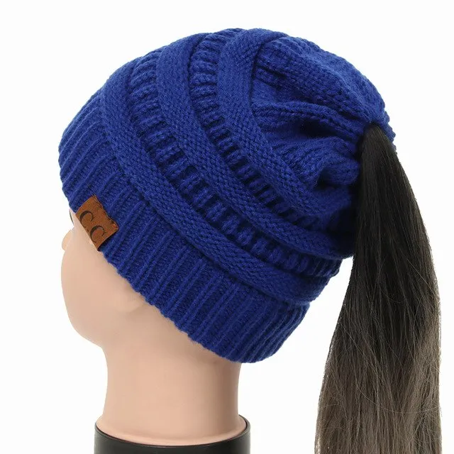 Soft Knit Ponytail Beanie