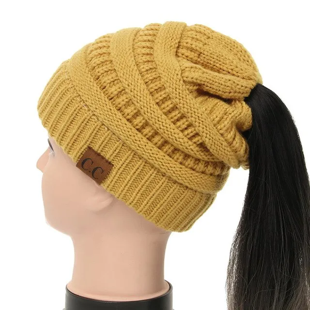 Soft Knit Ponytail Beanie