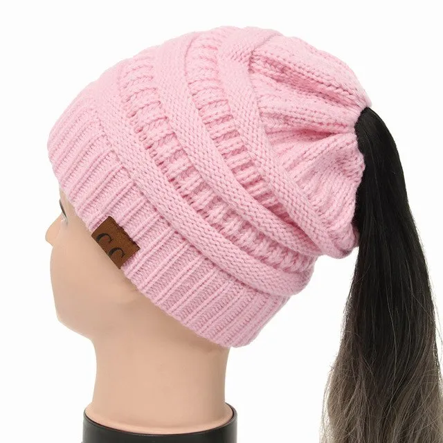 Soft Knit Ponytail Beanie