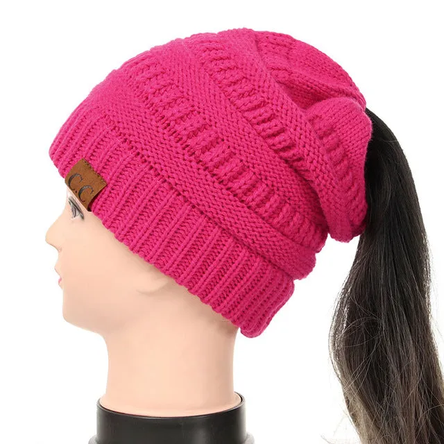 Soft Knit Ponytail Beanie